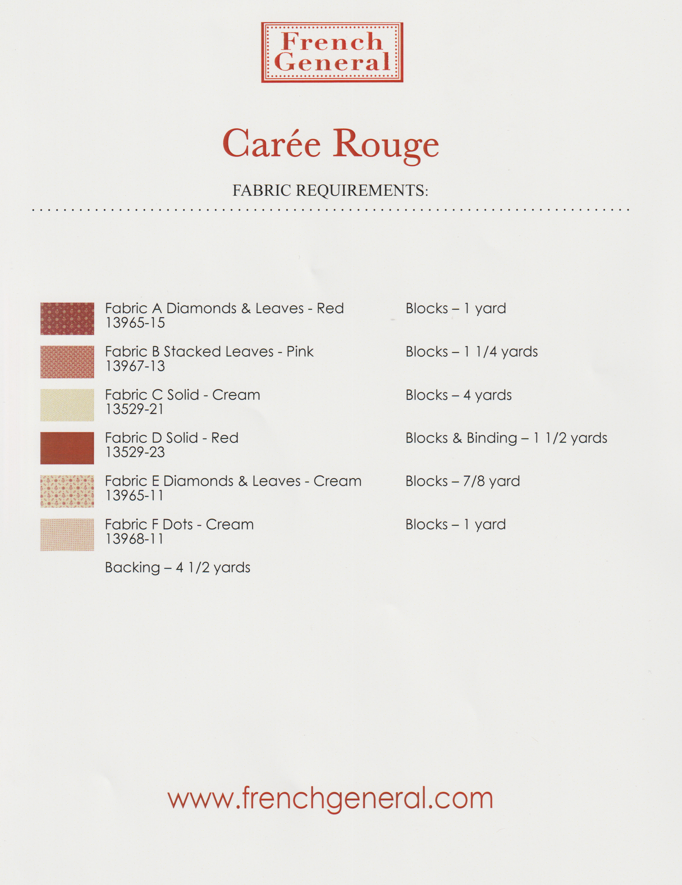 Caree Rouge - Quilt Pattern