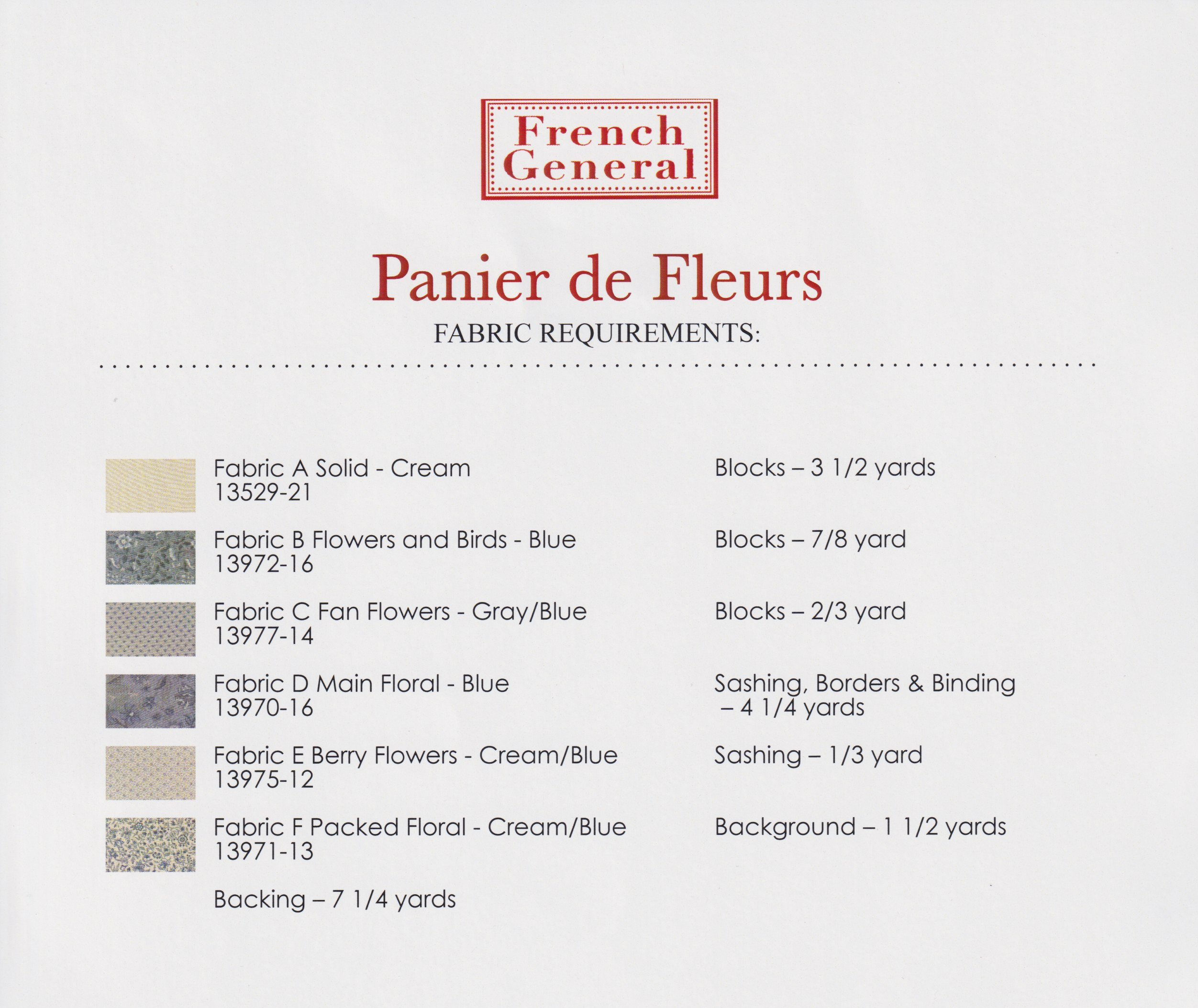 Panier de Fleurs - Quilt Pattern