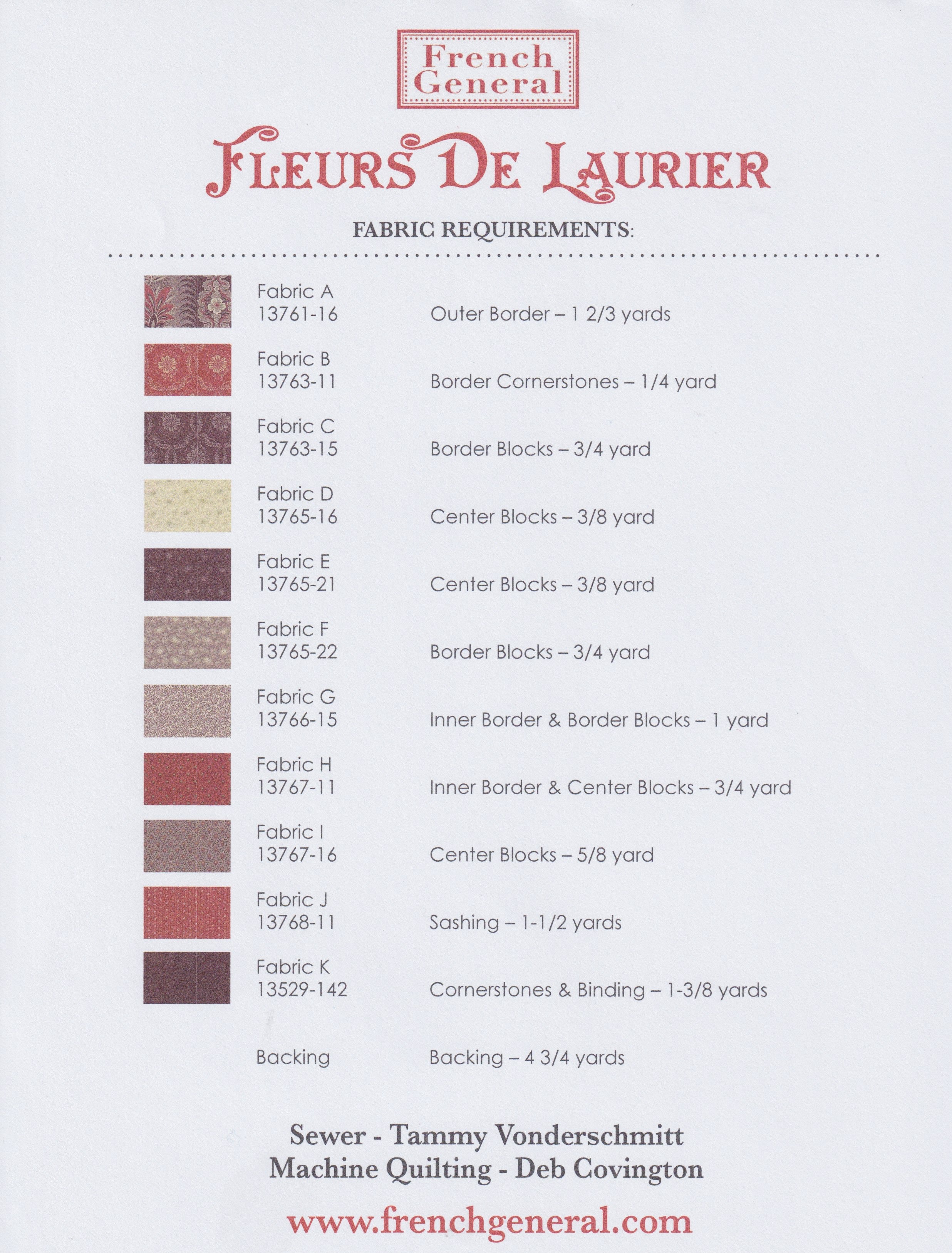 Fleurs De Laurier - Quilt Pattern