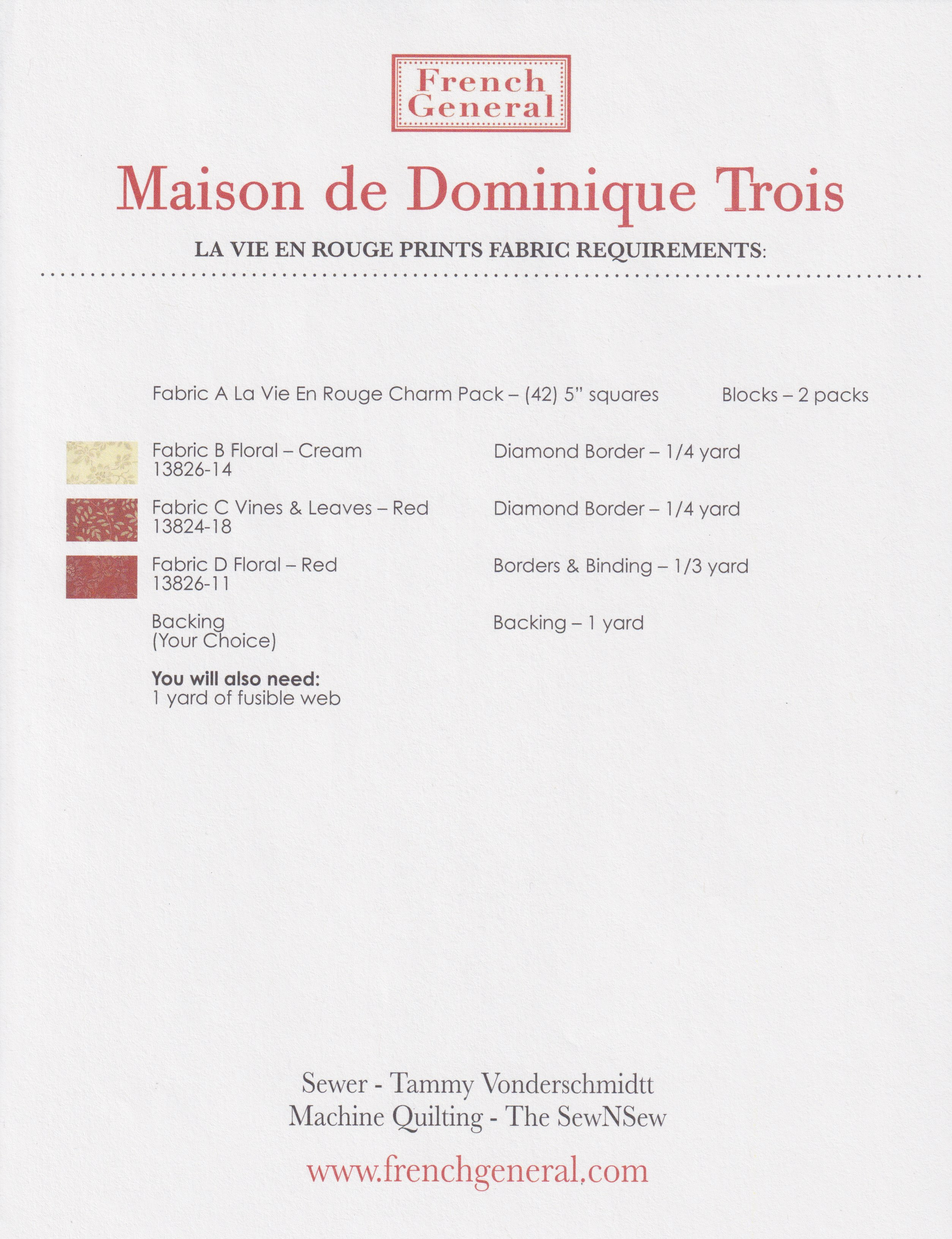 Maison De Dominique - Quilt Pattern