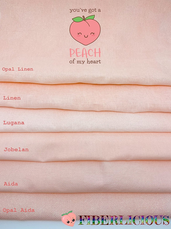 28 Count Peach of my Heart Lugana 12x17, zoomed in. Select this picture to zoom back out.