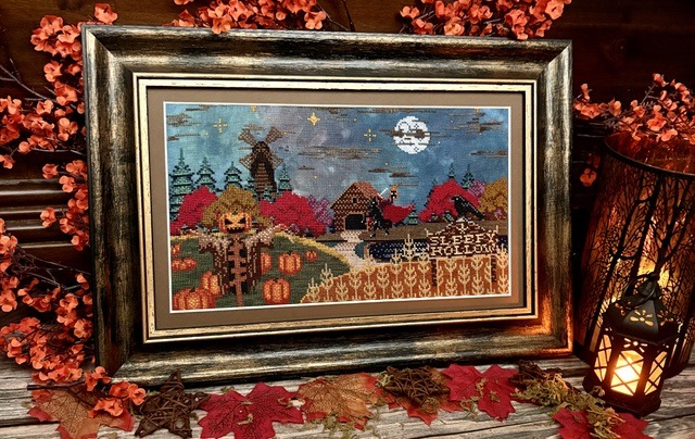 Sleepy Hollow - Halloween Cross Stitch Pattern, zoomed in. Select this picture to zoom back out.
