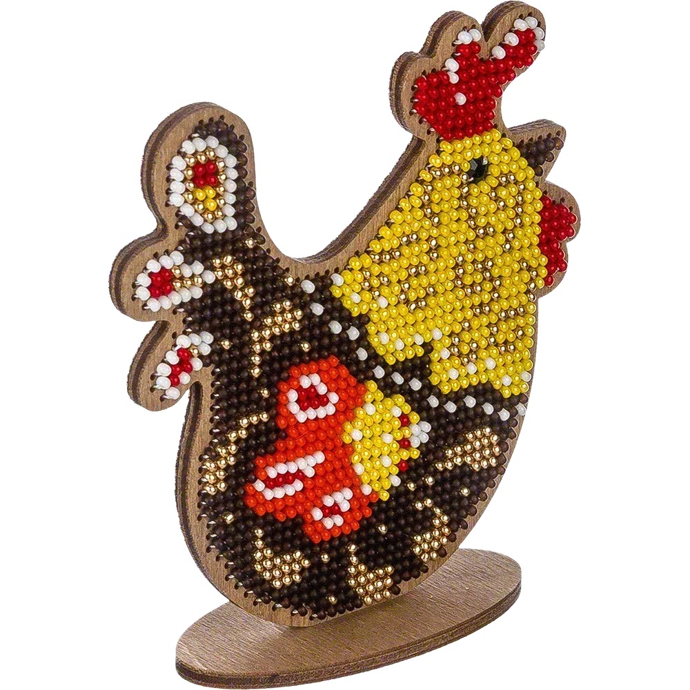 Colorful Hen - Ornament Wooden Bead Kit, different perspective #1, zoomed in. Select this picture to zoom back out.