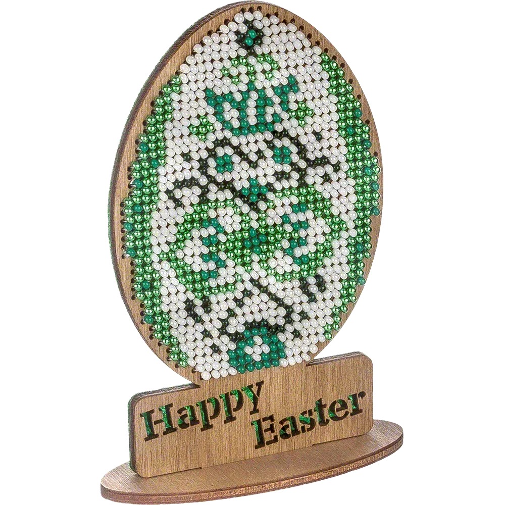 Easter Egg - Happy Easter Green - Wooden Bead Kit, different perspective #1, zoomed in. Select this picture to zoom back out.
