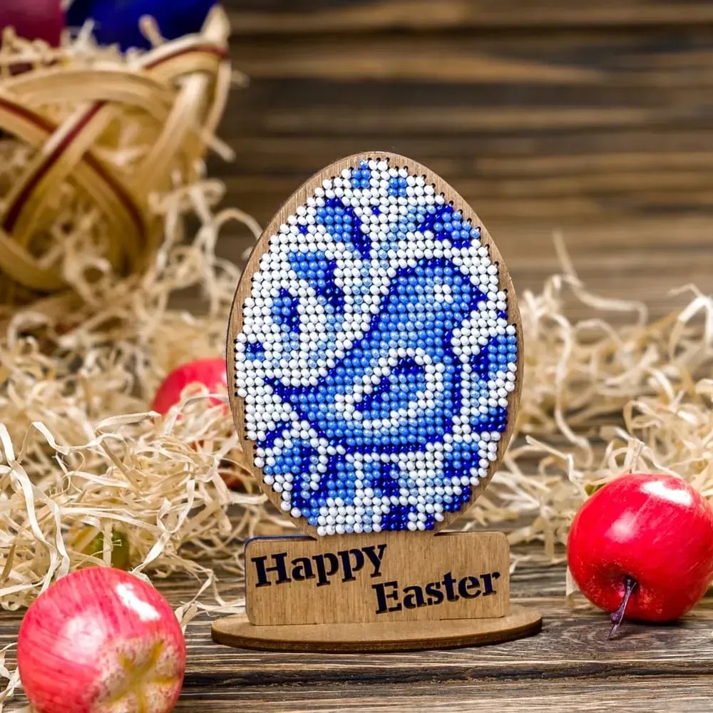 Easter Egg - Happy Easter Bird - Wooden Bead Kit, zoomed in. Select this picture to zoom back out.