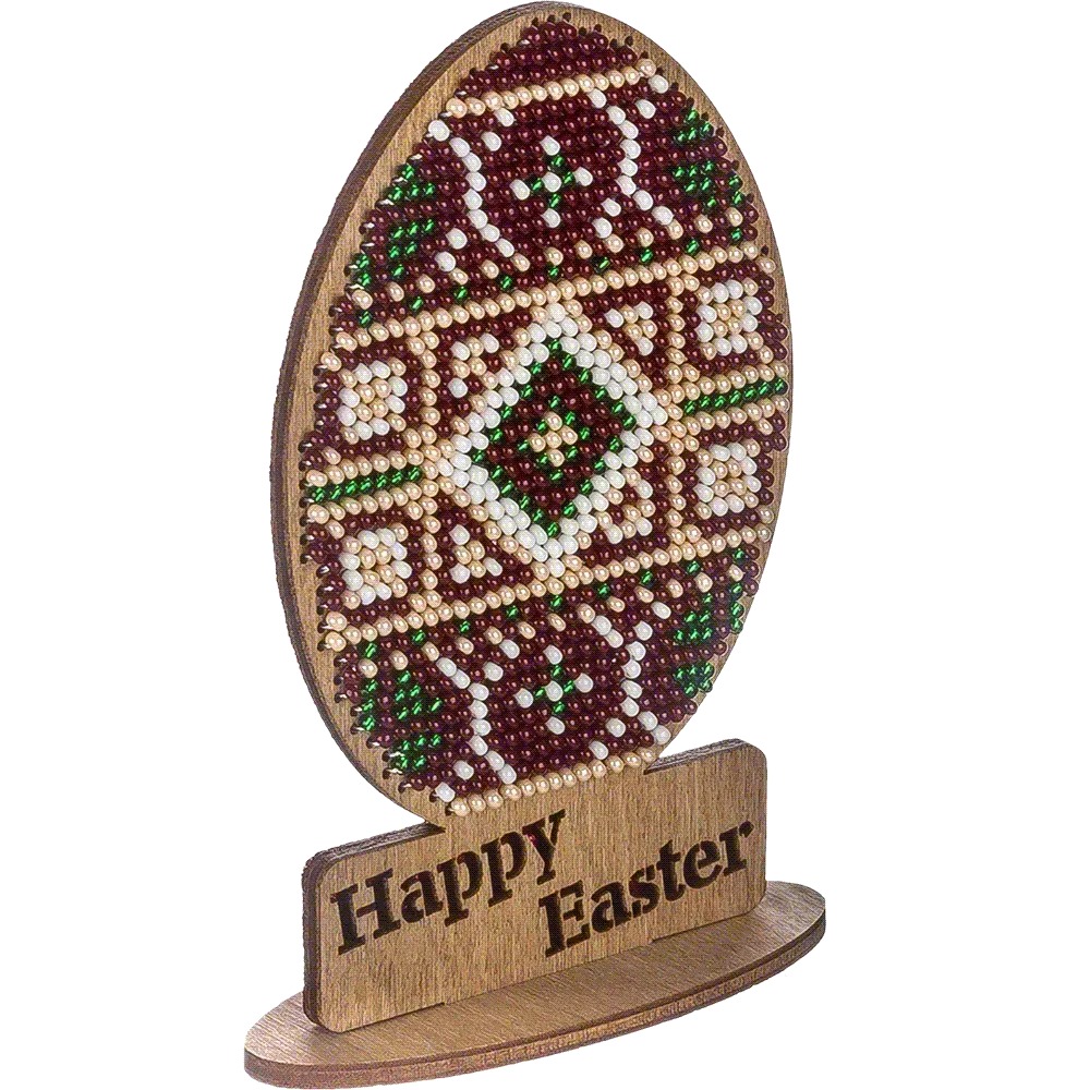 Easter Egg - Happy Easter Red Diamond - Wooden Bead Kit, different perspective #1, zoomed in. Select this picture to zoom back out.