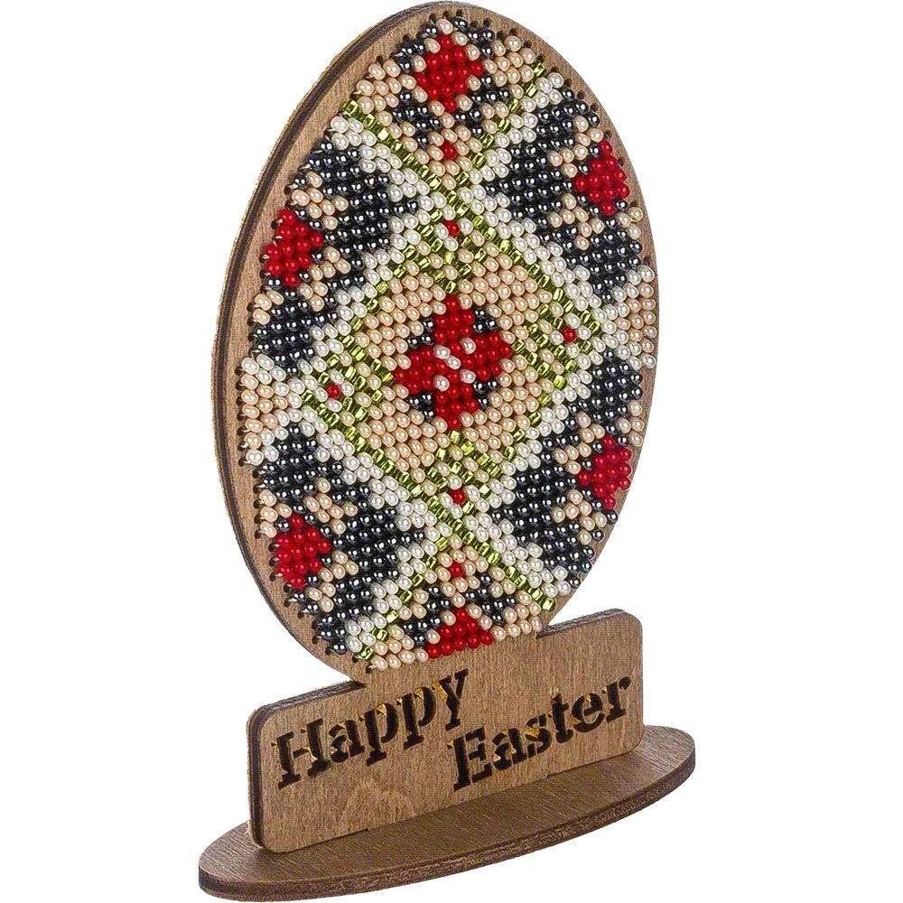 Easter Egg - Happy Easter Diamond - Wooden Bead Kit, different perspective #1, zoomed in. Select this picture to zoom back out.