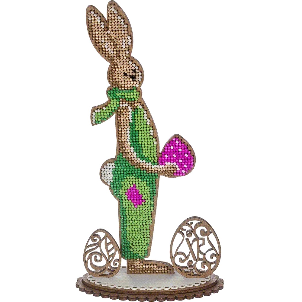 Easter Bunny - Ornament Wooden Bead Kit, different perspective #1, zoomed in. Select this picture to zoom back out.