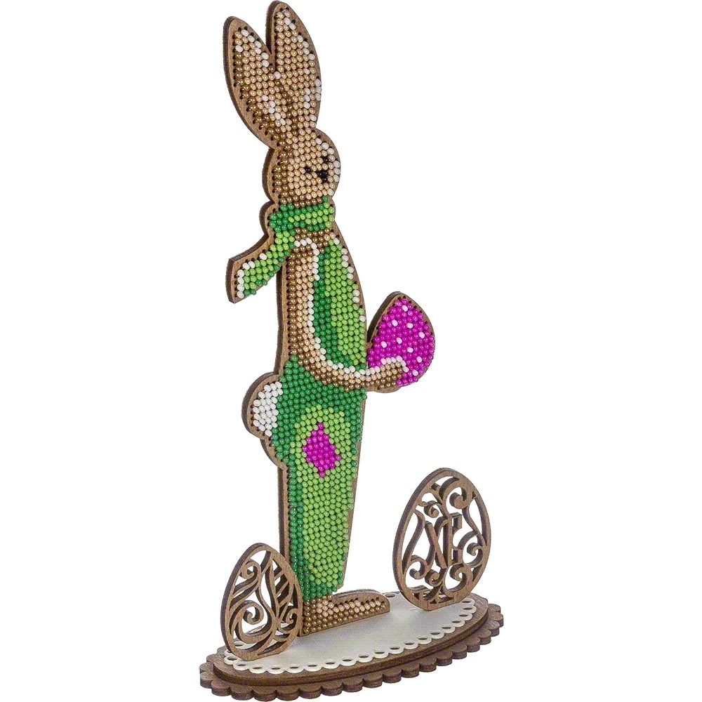 Easter Bunny - Ornament Wooden Bead Kit, different perspective #2, zoomed in. Select this picture to zoom back out.