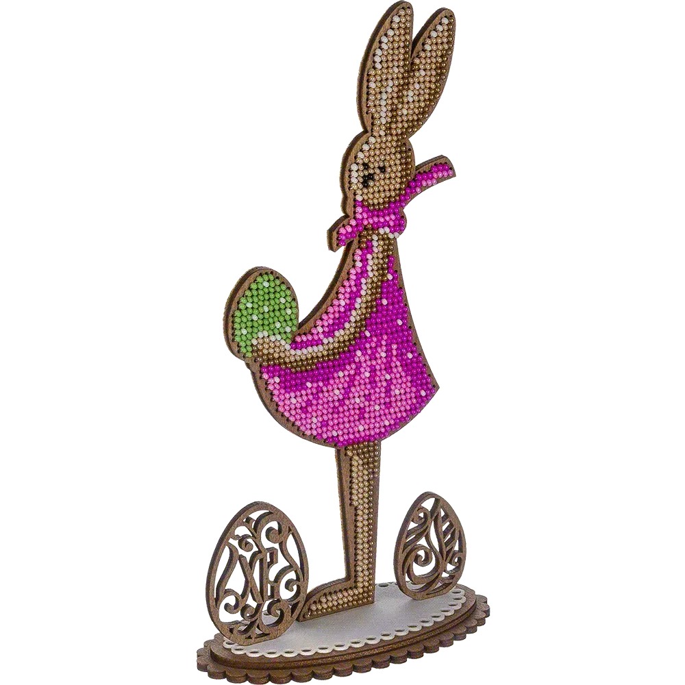 Easter Bunny Lady - Ornament Wooden Bead Kit, different perspective #1, zoomed in. Select this picture to zoom back out.