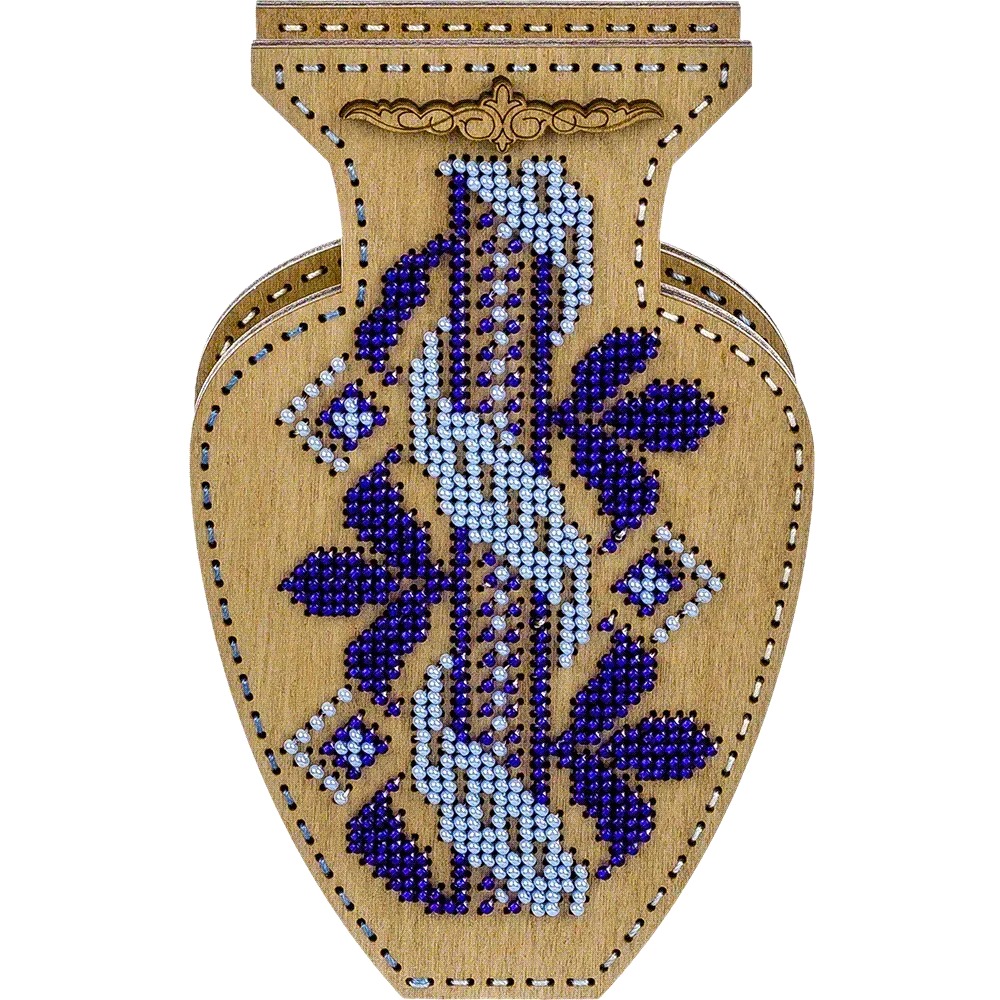 Blue Lace - Double-Sided Vase Wooden Bead Kit, different perspective #2, zoomed in. Select this picture to zoom back out.