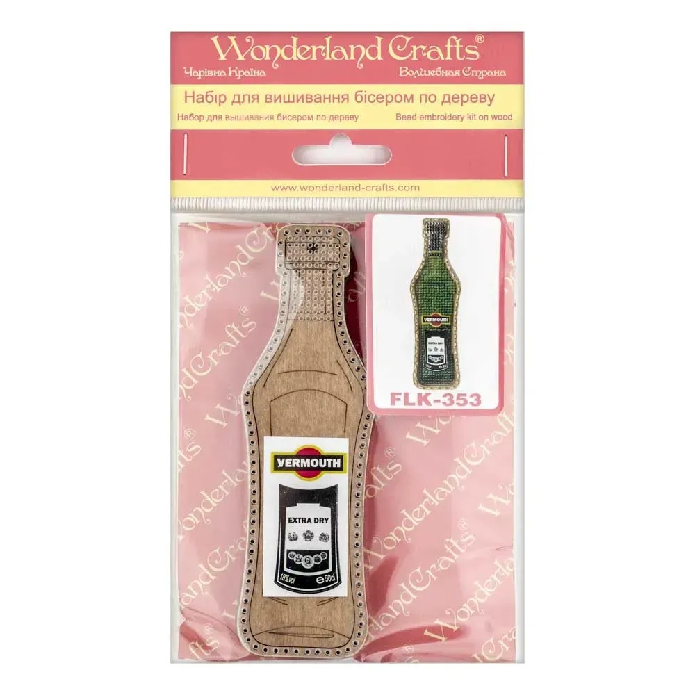 Vermouth Bottle - Christmas Ornament Wooden Bead Kit, different perspective #2, zoomed in. Select this picture to zoom back out.