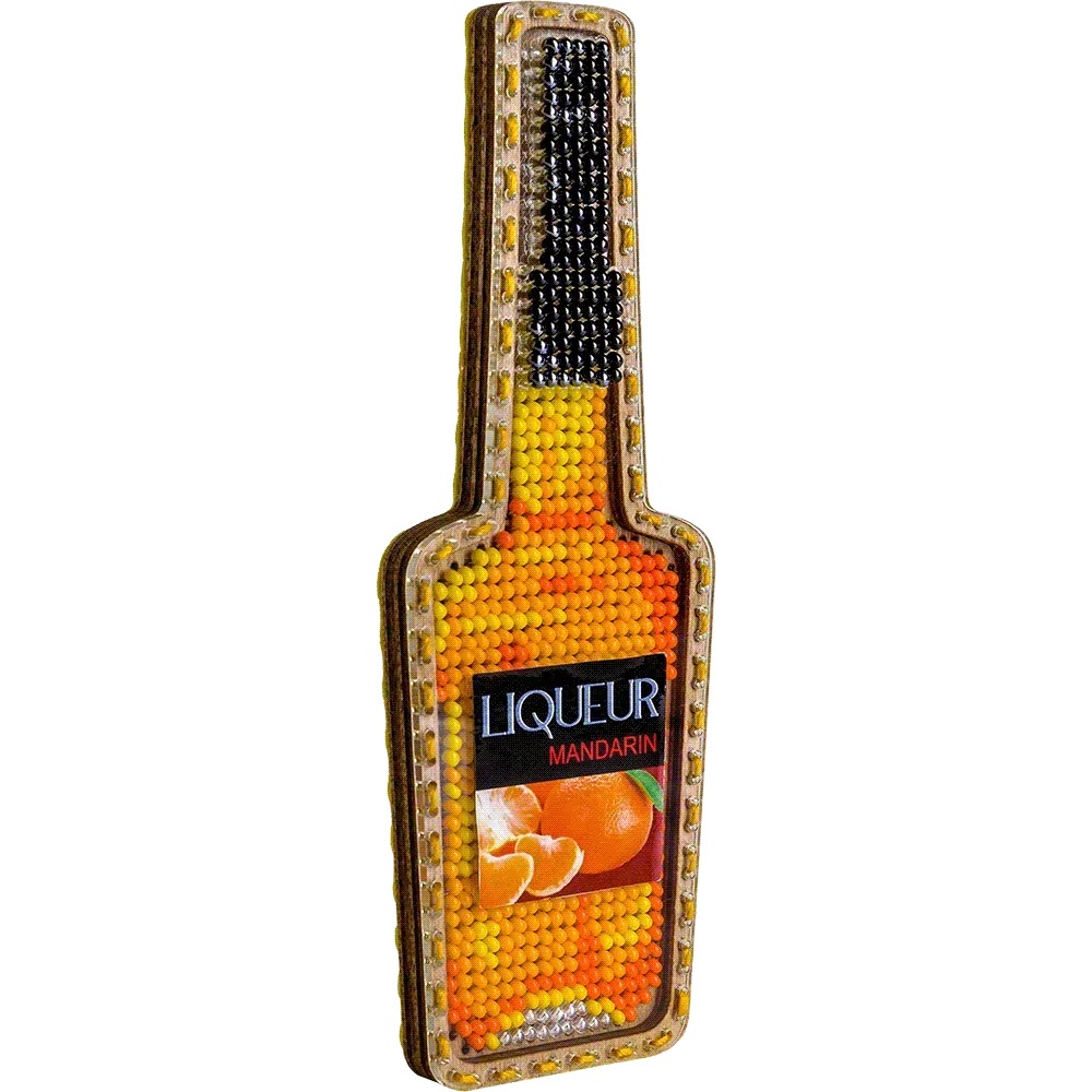 Liqueur Bottle - Christmas Ornament Wooden Bead Kit, different perspective #1, zoomed in. Select this picture to zoom back out.