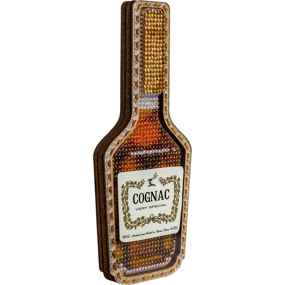 Cognac Bottle - Christmas Ornament Wooden Bead Kit, different perspective #1, zoomed in. Select this picture to zoom back out.