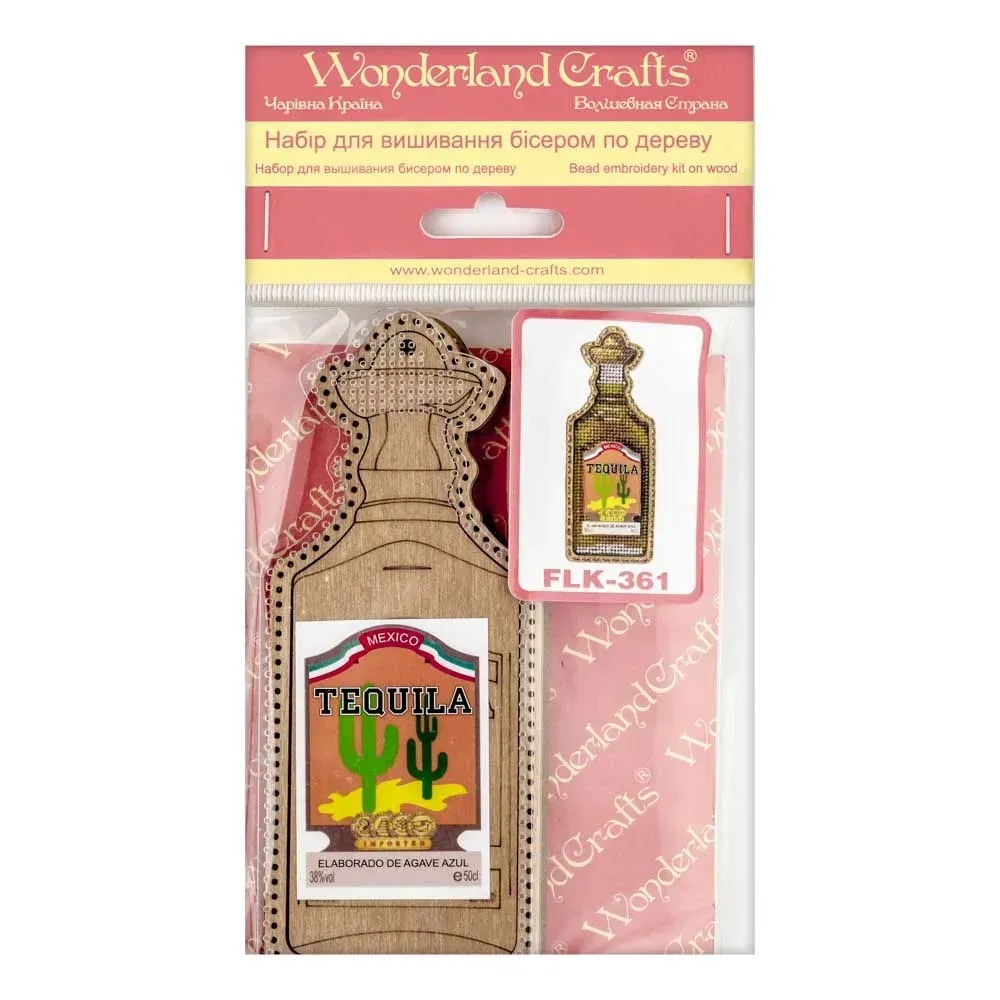 Tequila Bottle - Christmas Ornament Wooden Bead Kit, different perspective #2, zoomed in. Select this picture to zoom back out.