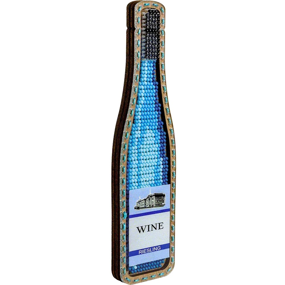 Wine Bottle - Christmas Ornament Wooden Bead Kit, different perspective #1, zoomed in. Select this picture to zoom back out.