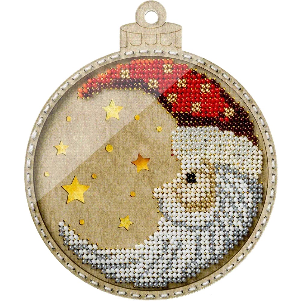 Santa Under the Stars - Christmas Wooden Bead Kit, different perspective #1, zoomed in. Select this picture to zoom back out.