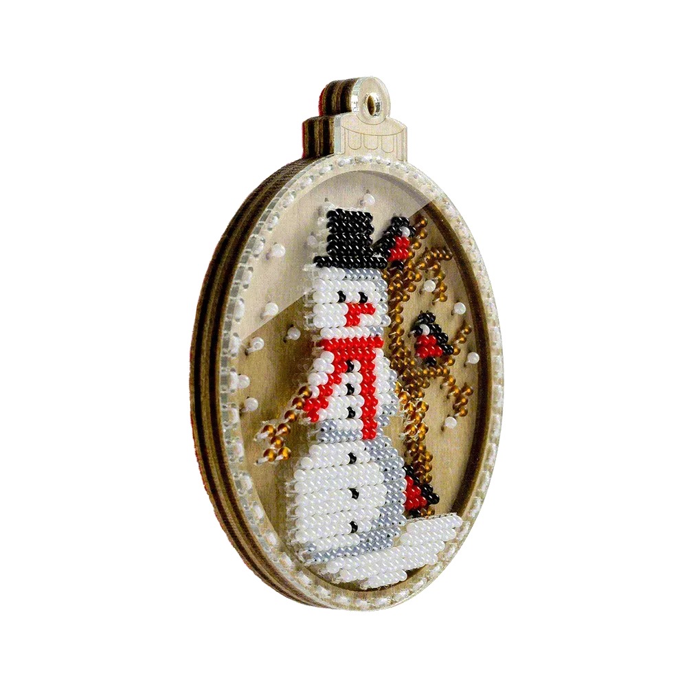 Snowman - Christmas Ornament Wooden Bead Kit, different perspective #1, zoomed in. Select this picture to zoom back out.