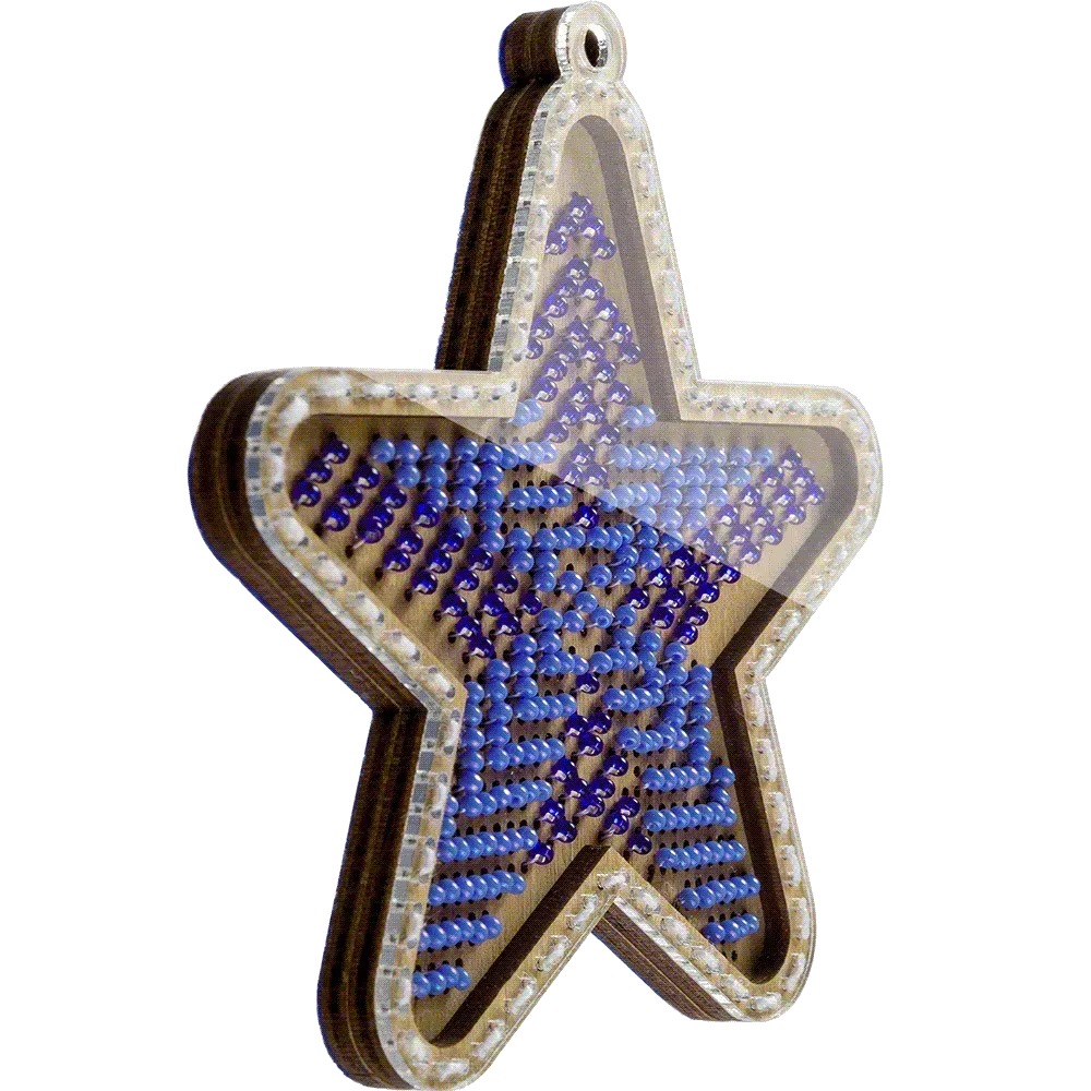 Midnight Star - Christmas Ornament Wooden Bead Kit, different perspective #1, zoomed in. Select this picture to zoom back out.