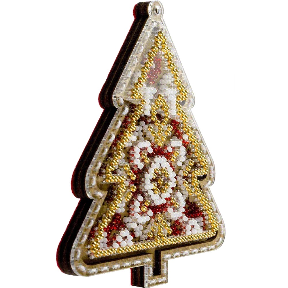 Folk Christmas Tree - Ornament Wooden Bead Kit, different perspective #1, zoomed in. Select this picture to zoom back out.