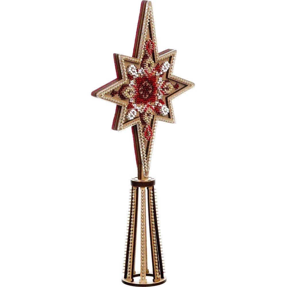 Christmas Tree Topper - Ornament Wooden Bead Kit, different perspective #1, zoomed in. Select this picture to zoom back out.