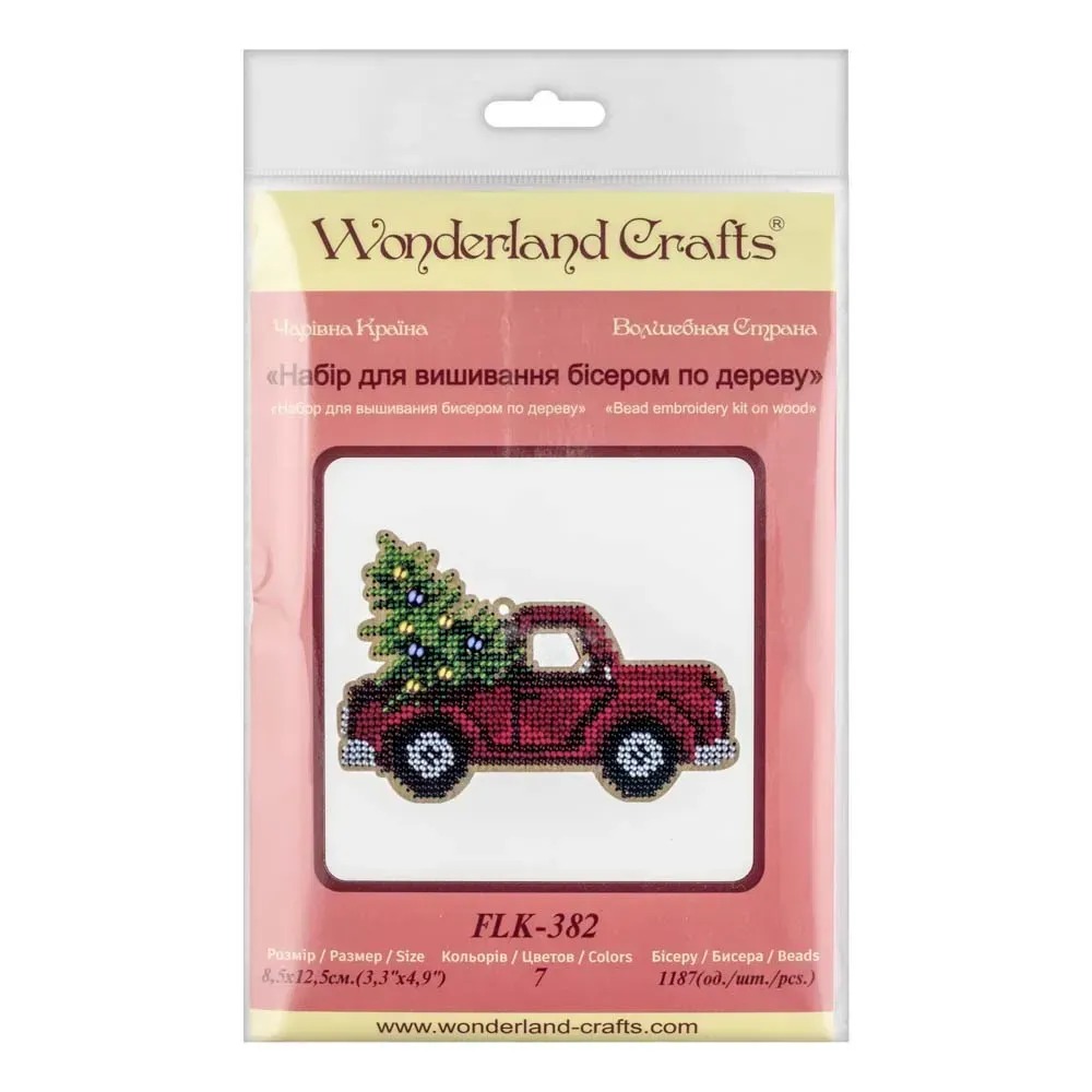 Red Car - Christmas Wooden Bead Kit, different perspective #2, zoomed in. Select this picture to zoom back out.