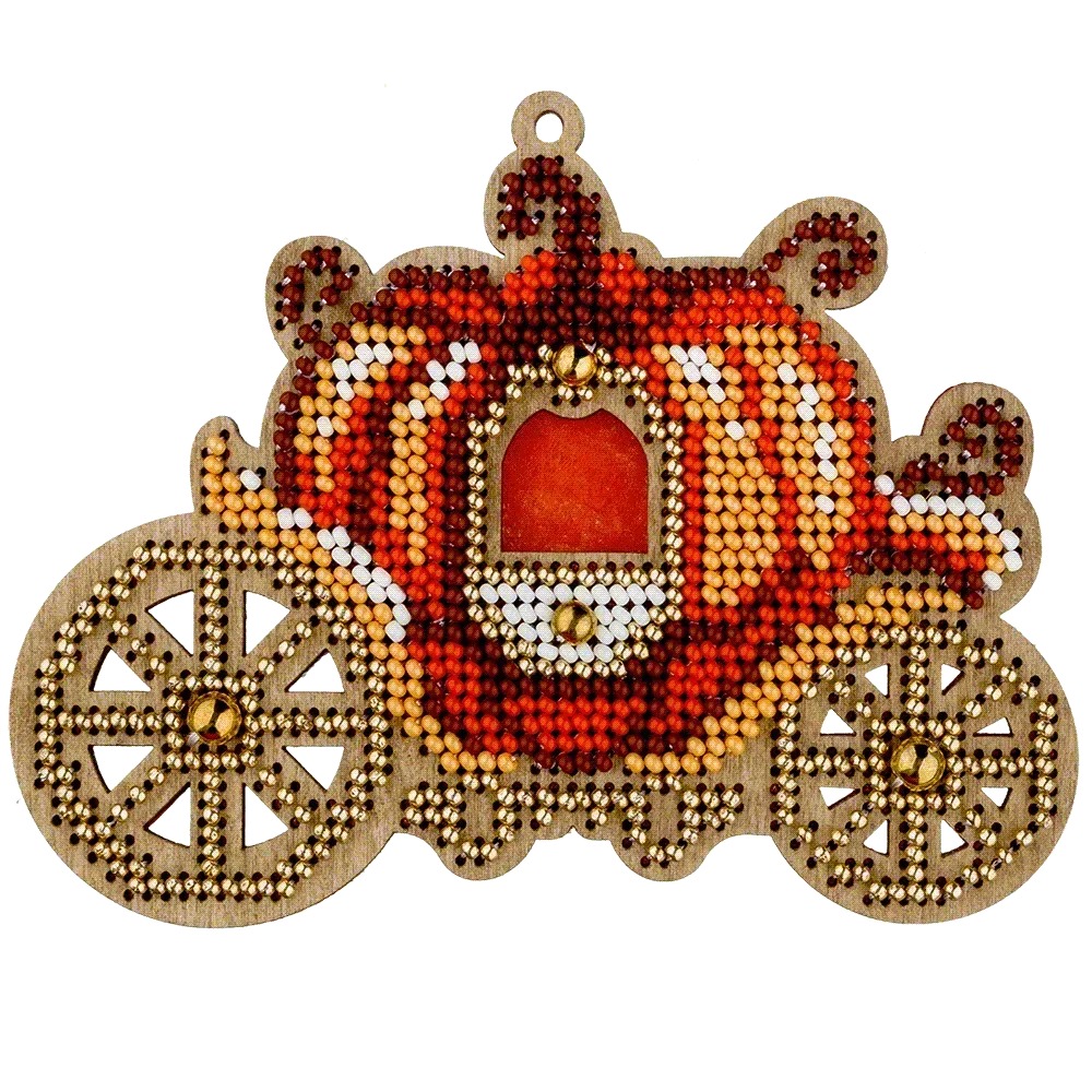 Magical Carriage - Christmas Ornament Wooden Bead Kit, different perspective #1, zoomed in. Select this picture to zoom back out.