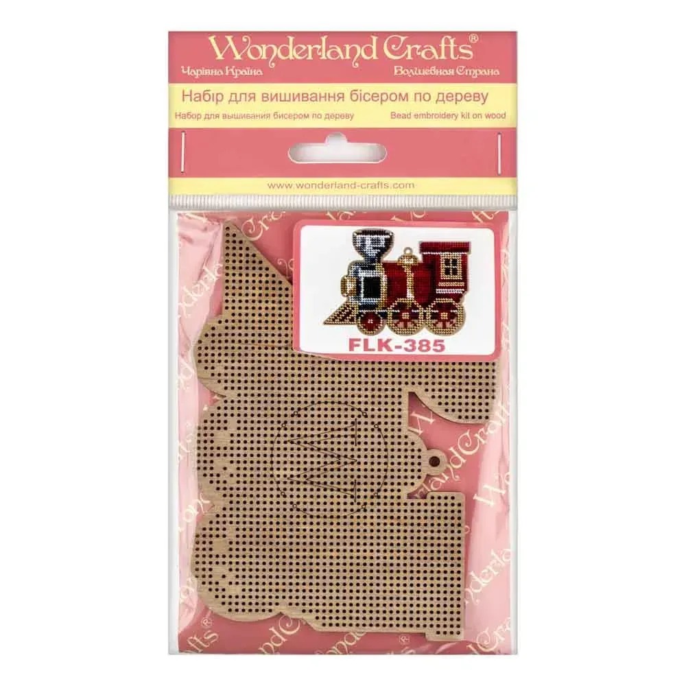 Holiday Train - Christmas Ornament Wooden Bead Kit, different perspective #2, zoomed in. Select this picture to zoom back out.