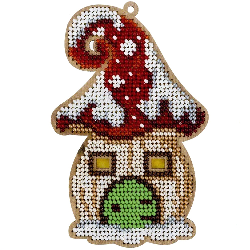 Fairy House - Christmas Ornament Wooden Bead Kit, different perspective #1, zoomed in. Select this picture to zoom back out.