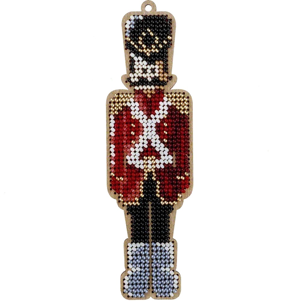 Tin Soldier - Christmas Ornament Wooden Bead Kit, different perspective #1, zoomed in. Select this picture to zoom back out.