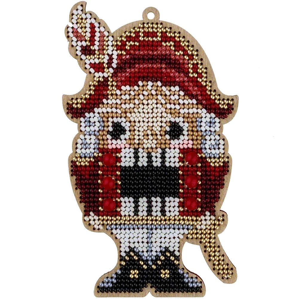 Nutcracker - Christmas Ornament Wooden Bead Kit, different perspective #1, zoomed in. Select this picture to zoom back out.