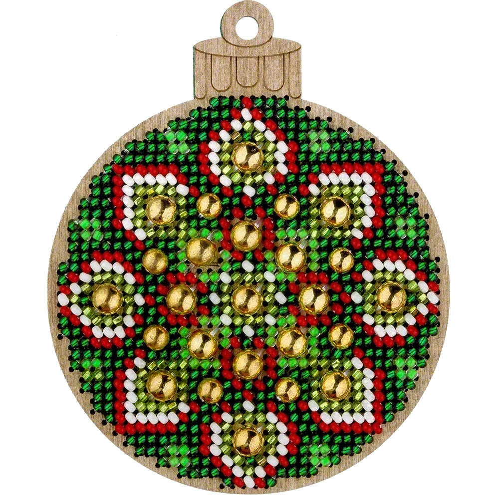 Emerald Tale Ball - Christmas Ornament Wooden Bead Kit, different perspective #1, zoomed in. Select this picture to zoom back out.