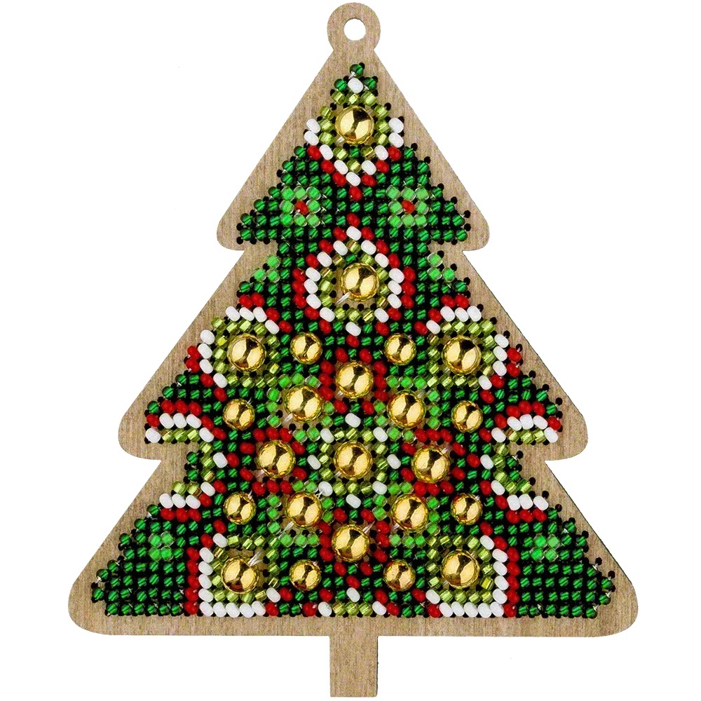 Emerald Tale Tree - Christmas Ornament Wooden Bead Kit, different perspective #1, zoomed in. Select this picture to zoom back out.