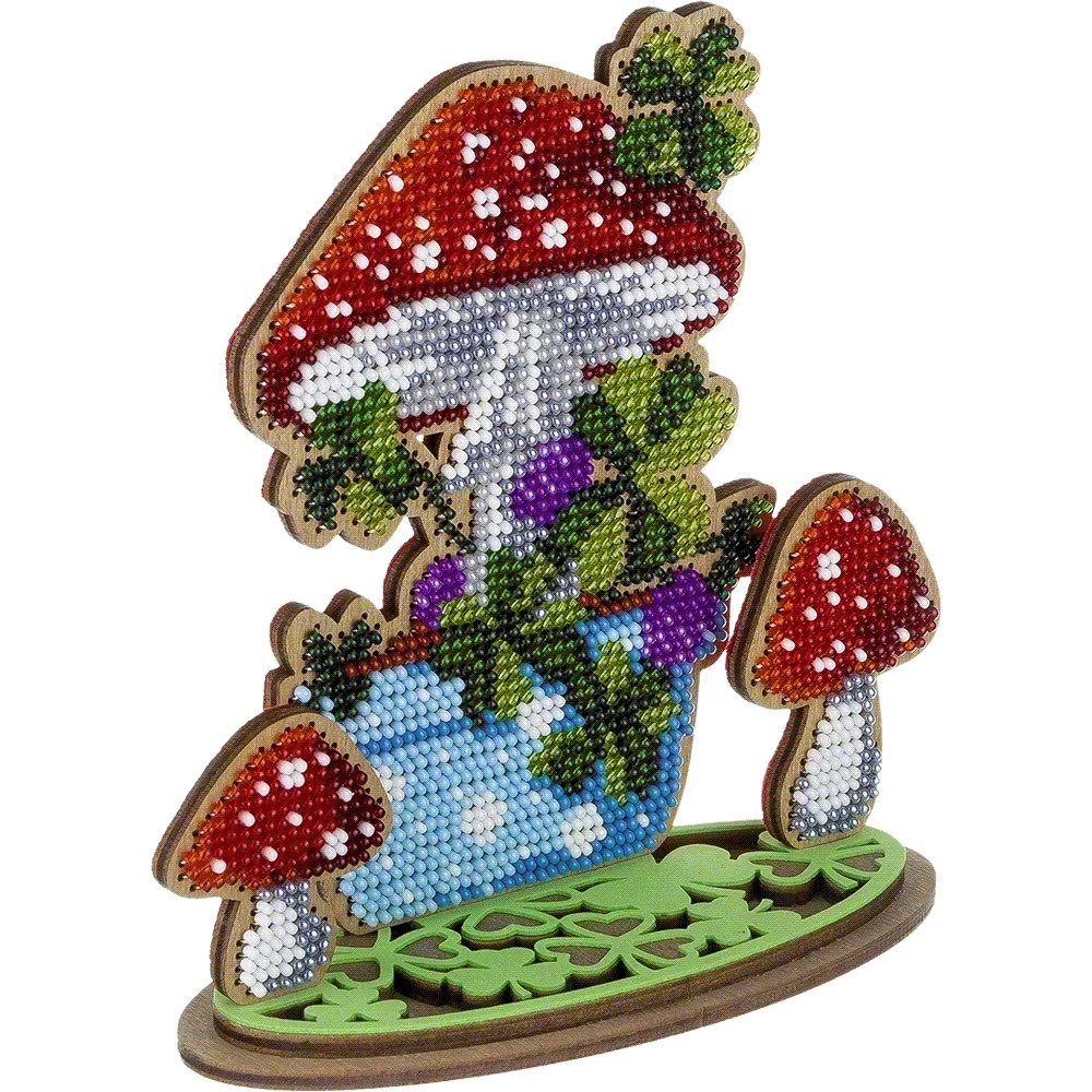 Fairy Amanita - Ornament Wooden Bead Kit, different perspective #1, zoomed in. Select this picture to zoom back out.