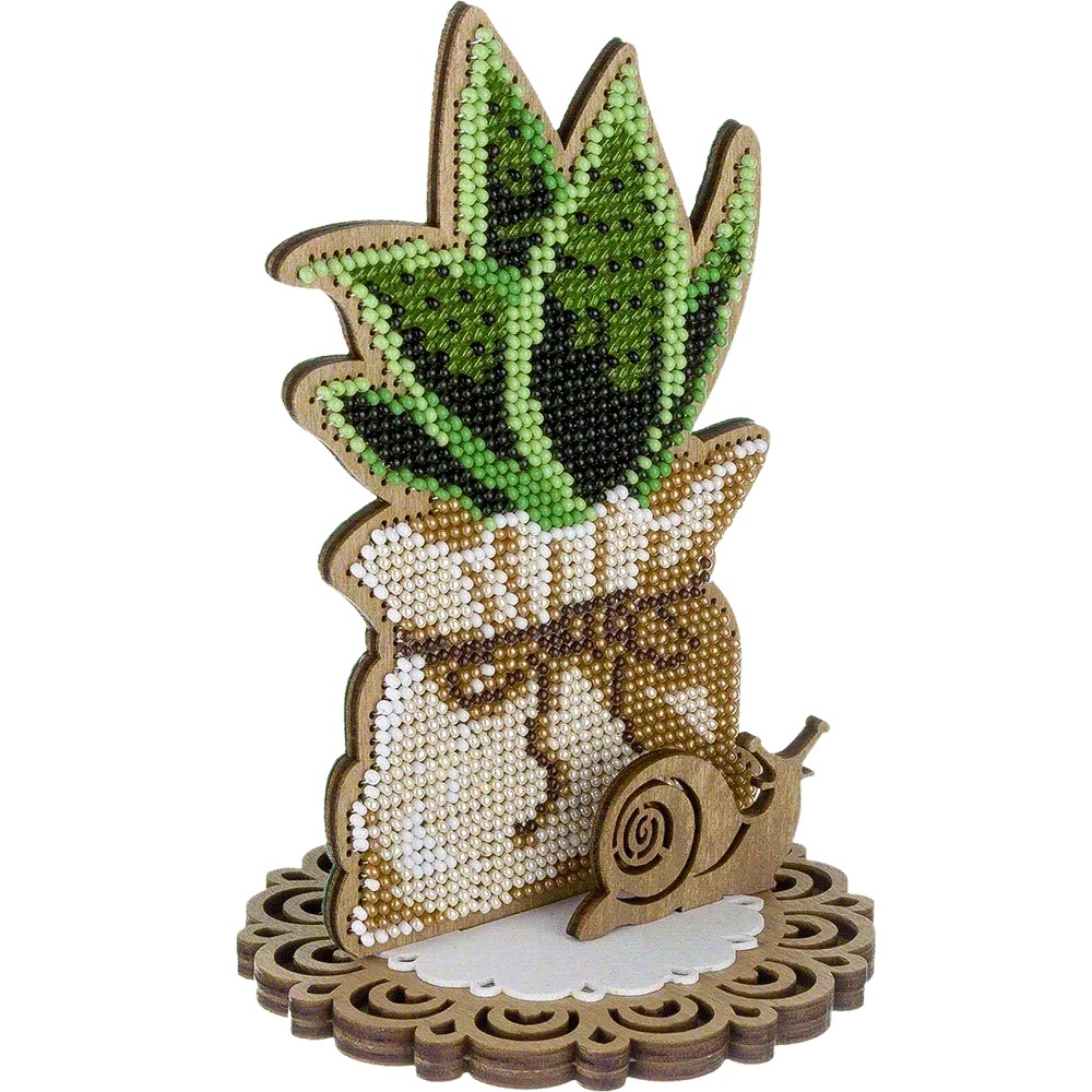 Cactus In A Pot - Ornament Wooden Bead Kit, different perspective #1, zoomed in. Select this picture to zoom back out.
