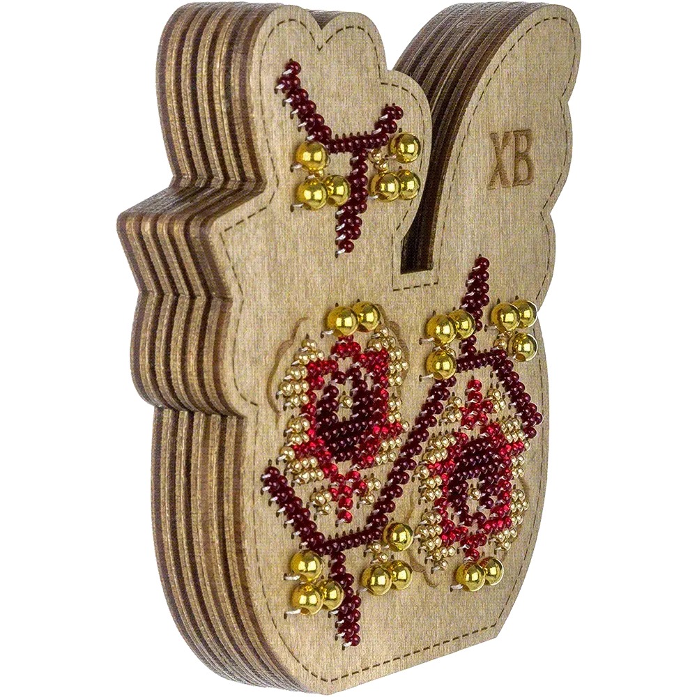 Box-Chick #3 Double-Sided - Ornament Wooden Bead Kit, different perspective #1, zoomed in. Select this picture to zoom back out.