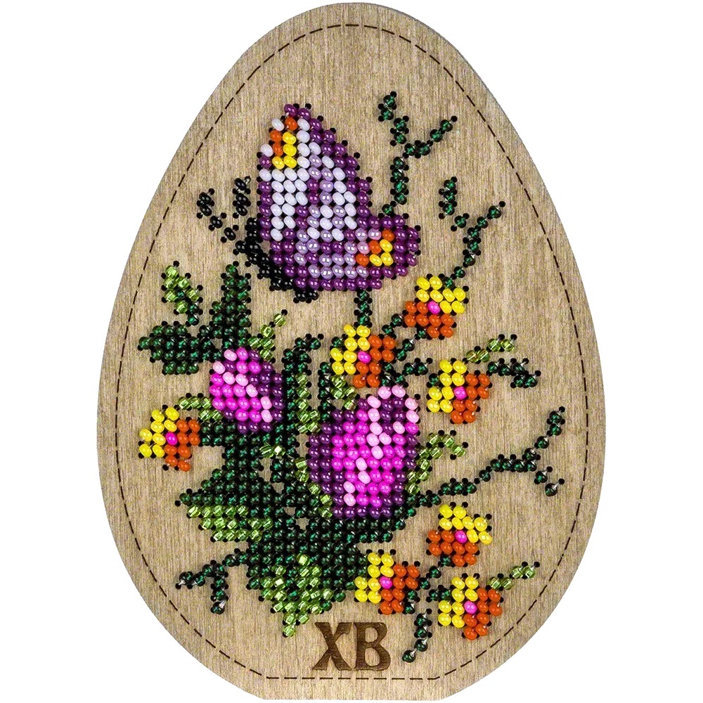 Box-Egg #1 Double-Sided - Ornament Wooden Bead Kit, different perspective #2, zoomed in. Select this picture to zoom back out.