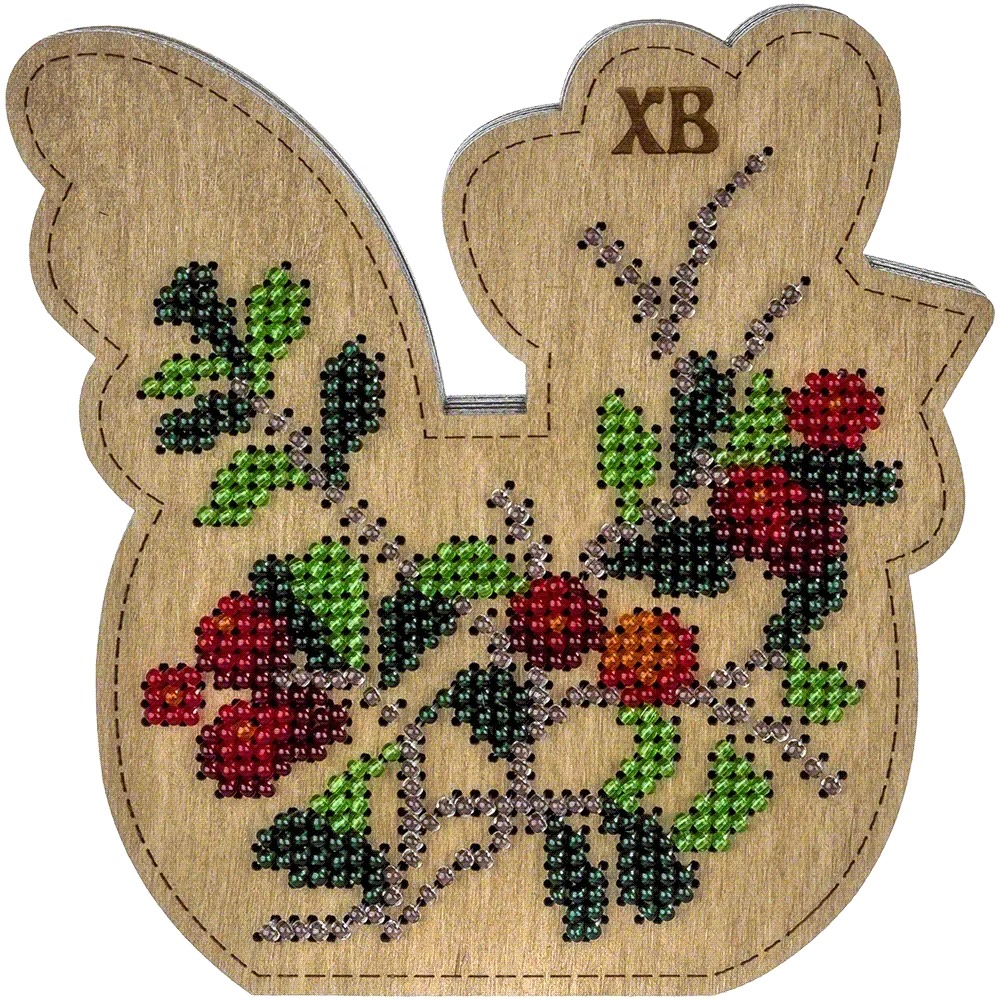 Box-Chick #1 Double-Sided - Ornament Wooden Bead Kit, different perspective #2, zoomed in. Select this picture to zoom back out.