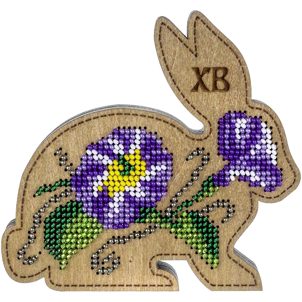 Box-Bunny #2 Double-Sided - Ornament Wooden Bead Kit, different perspective #2, zoomed in. Select this picture to zoom back out.