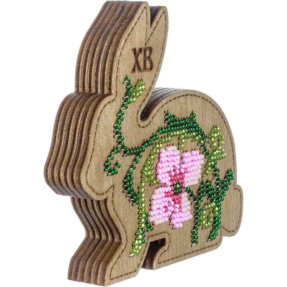 Box-Bunny #1 Double-Sided - Ornament Wooden Bead Kit, different perspective #1, zoomed in. Select this picture to zoom back out.