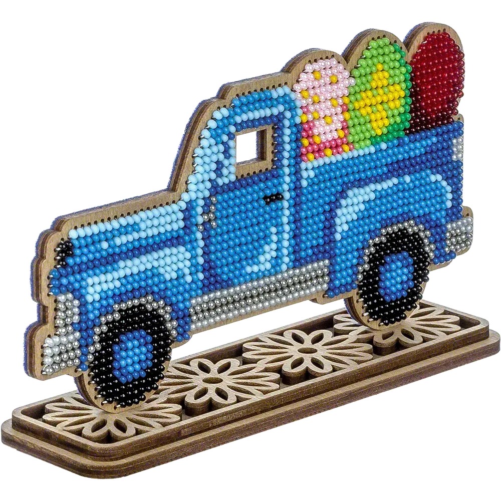 Easter Truck - Ornament Wooden Bead Kit, different perspective #1, zoomed in. Select this picture to zoom back out.
