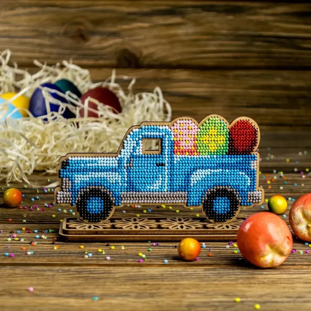 Easter Truck - Ornament Wooden Bead Kit, zoomed in. Select this picture to zoom back out.