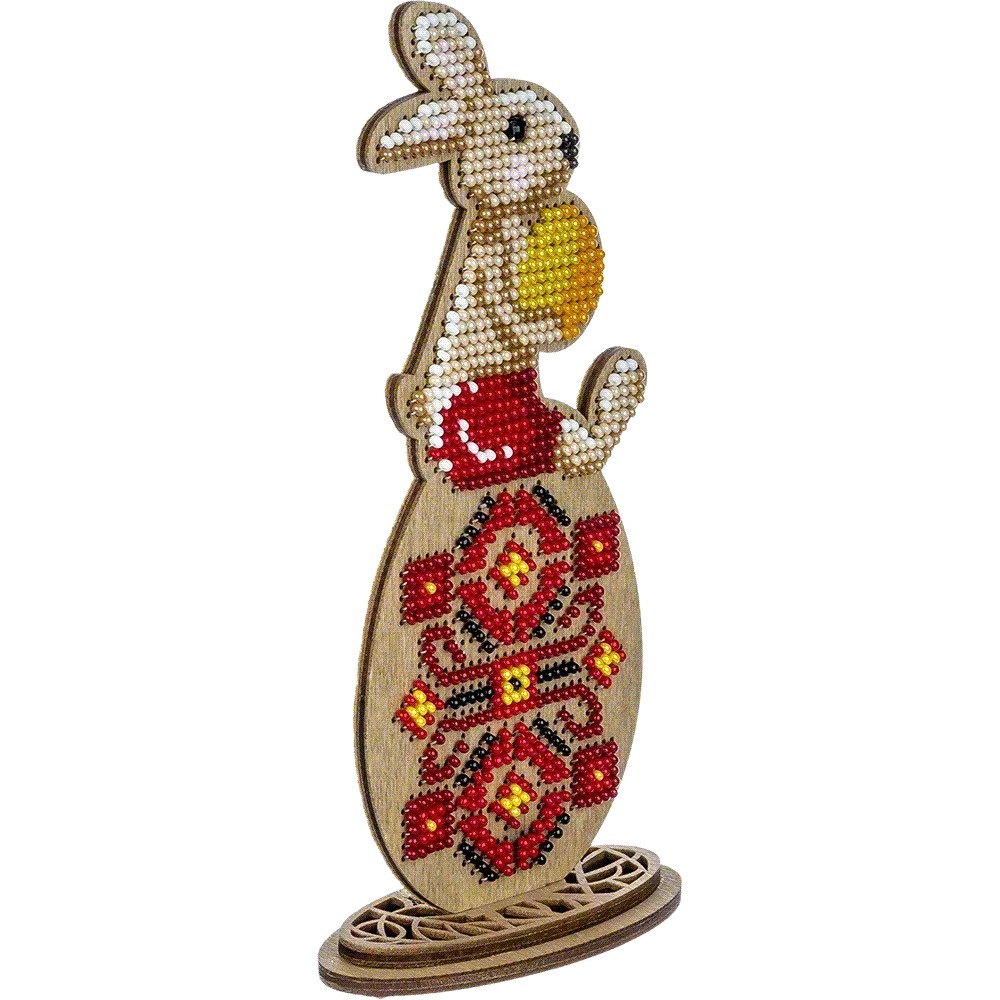 Bunny on Egg - Easter Ornament Wooden Bead Kit, different perspective #1, zoomed in. Select this picture to zoom back out.