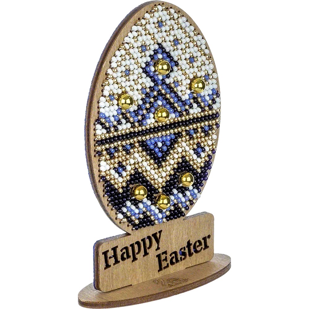Happy Easter #2 - Egg Ornament Wooden Bead Kit, different perspective #1, zoomed in. Select this picture to zoom back out.