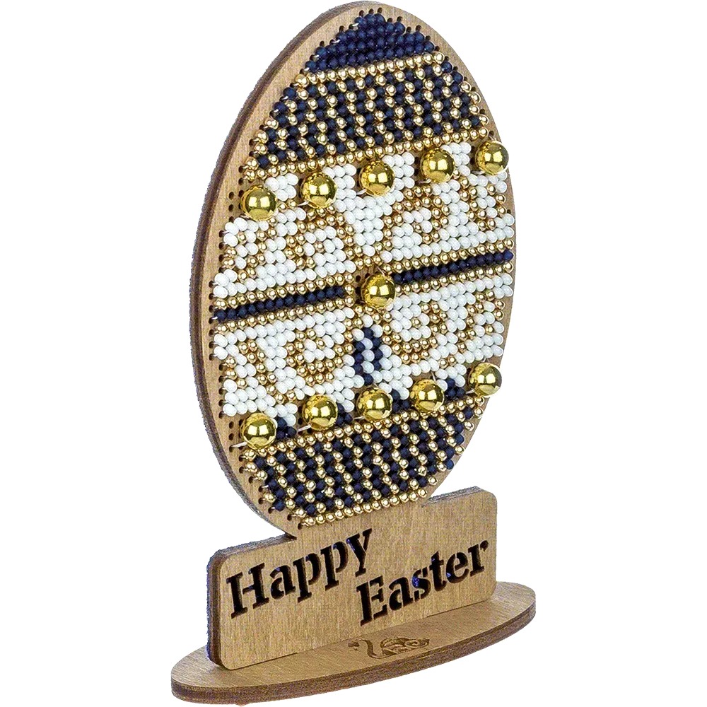 Happy Easter #1 - Egg Ornament Wooden Bead Kit, different perspective #1, zoomed in. Select this picture to zoom back out.