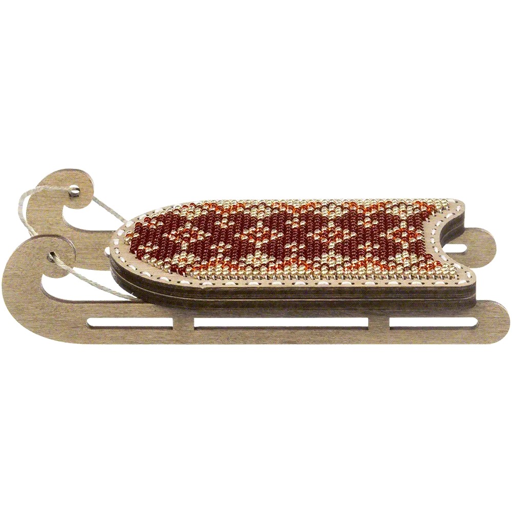 Red and Gold Sled - Christmas Ornament Wooden Bead Kit, different perspective #2, zoomed in. Select this picture to zoom back out.