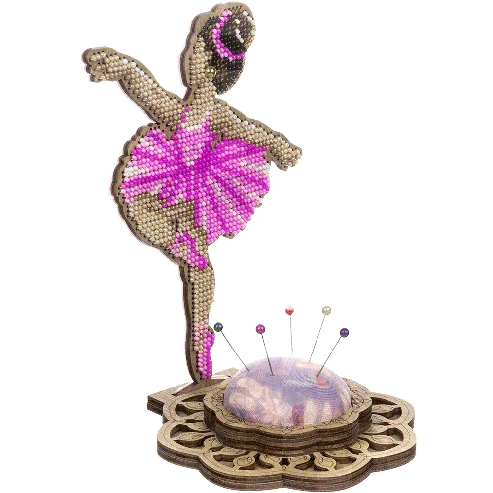 Ballerina Needle Case - Ornament Wooden Bead Kit, different perspective #1, zoomed in. Select this picture to zoom back out.