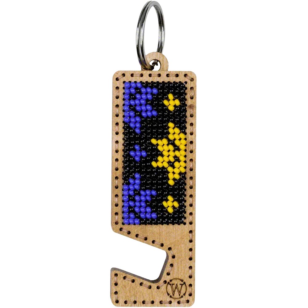 Black and Yellow Phone Stand - Ornament Wooden Bead Kit, different perspective #1, zoomed in. Select this picture to zoom back out.