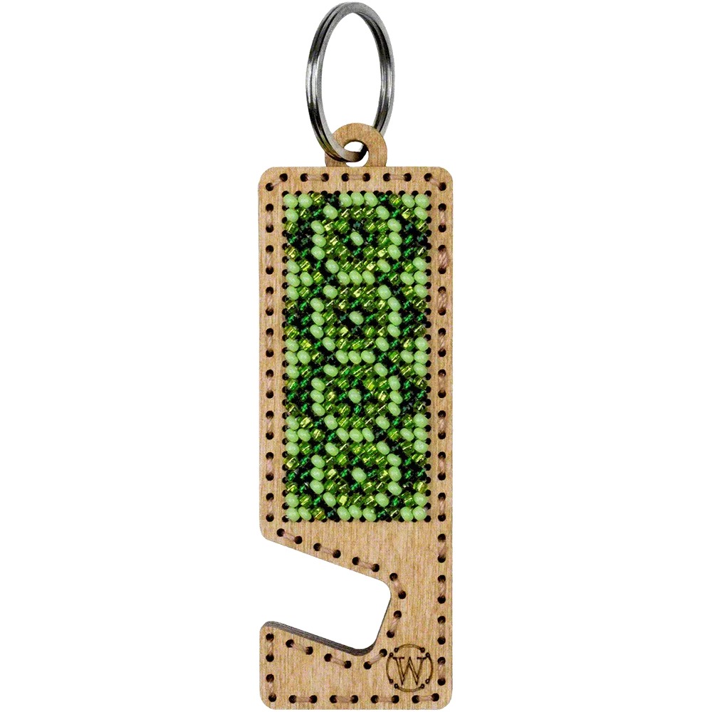 Green Phone Stand - Ornament Wooden Bead Kit, different perspective #1, zoomed in. Select this picture to zoom back out.