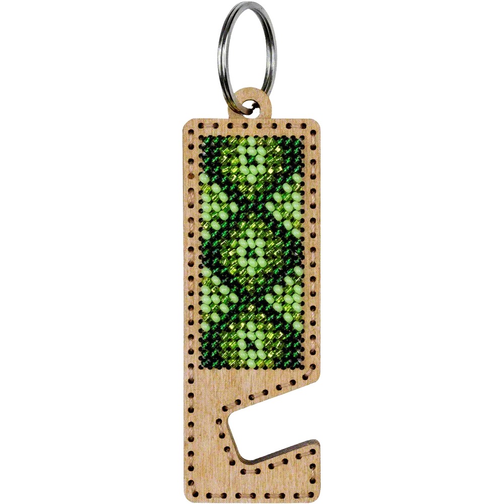 Green Phone Stand - Ornament Wooden Bead Kit, different perspective #2, zoomed in. Select this picture to zoom back out.
